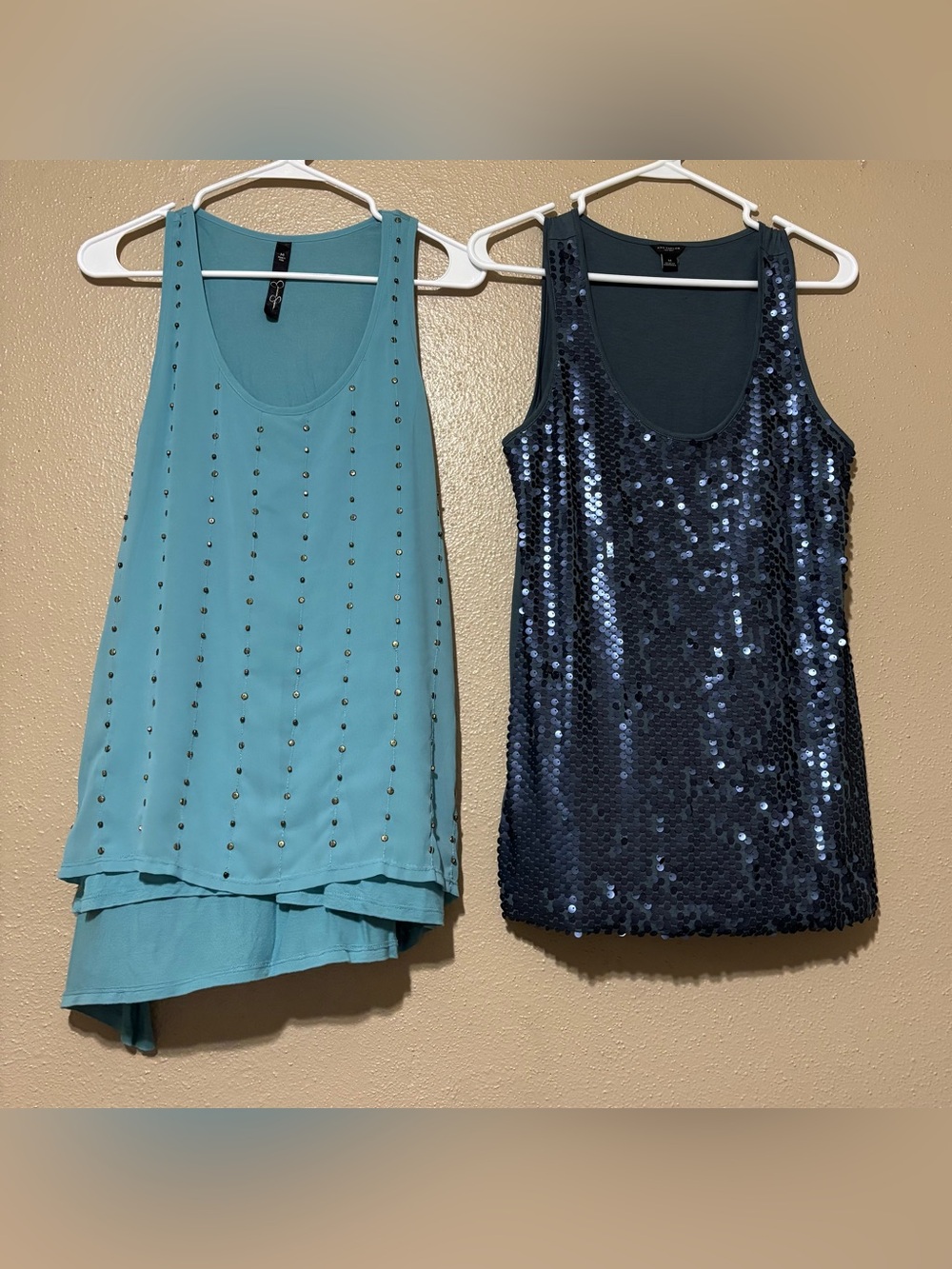 Women’s dressy tank tops | Lot of 2 | 1-sequin glittered & 1-stud detailed EUC